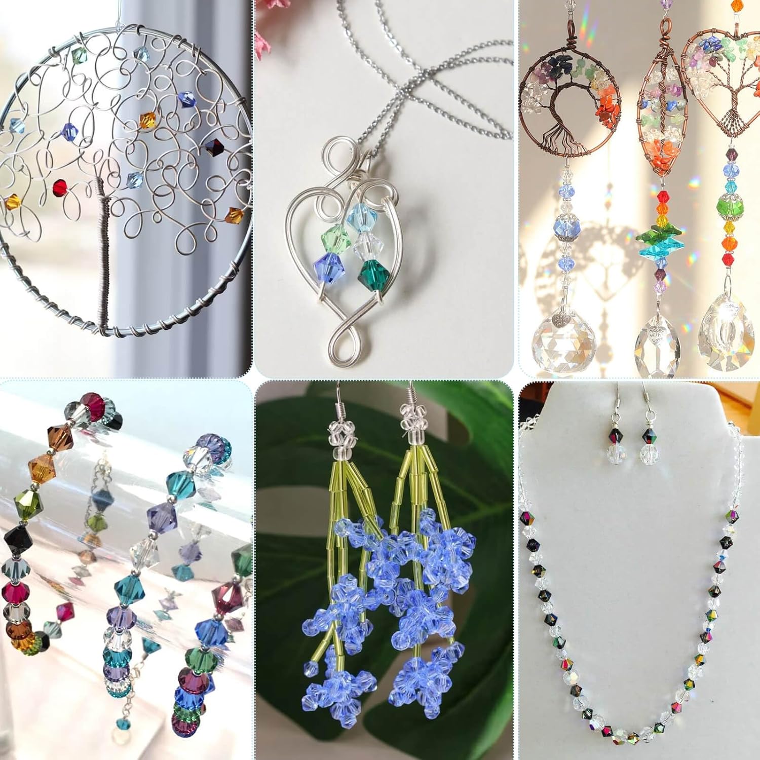 Paxcoo 1120 cuentas de cristal para la fabricación de joyas, cuentas acrílicas de cristal facetadas, cuentas de gemas de bicona, joya para