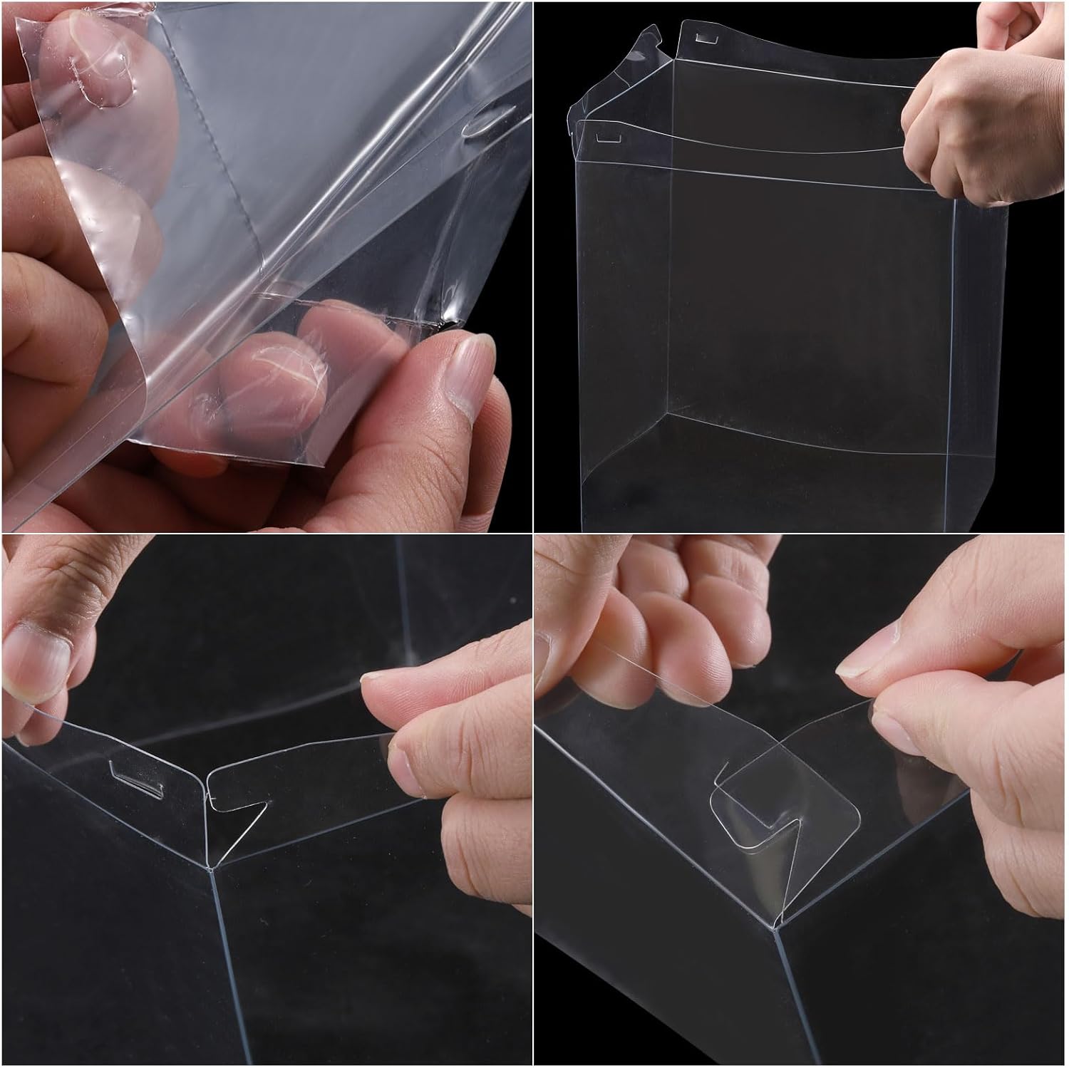 uxcell Caja transparente para tartas, 4 piezas de 10 x 10 x 10 pulgadas, cajas altas para pasteles con cinta para embalaje de pasteles de 8