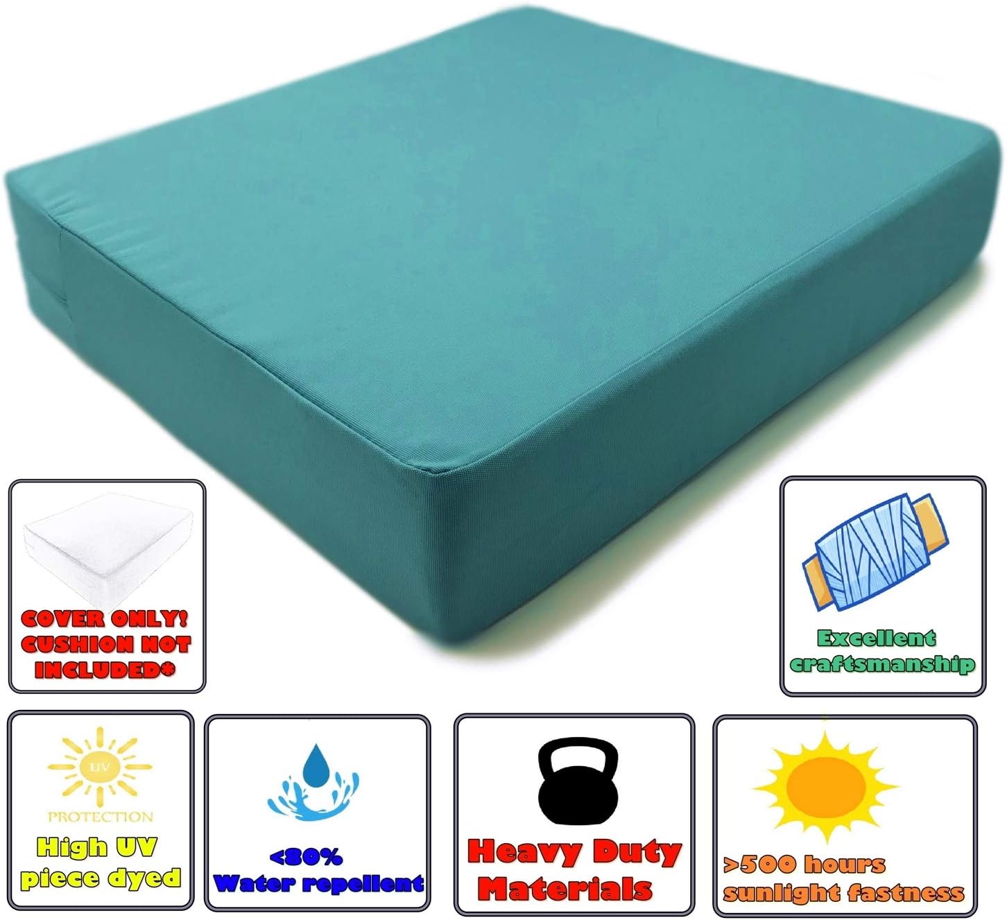 Serenity – Fundas de cojín para sillas de patio (20 x 18 x 4 pulgadas (2 fundas) color verde azulado