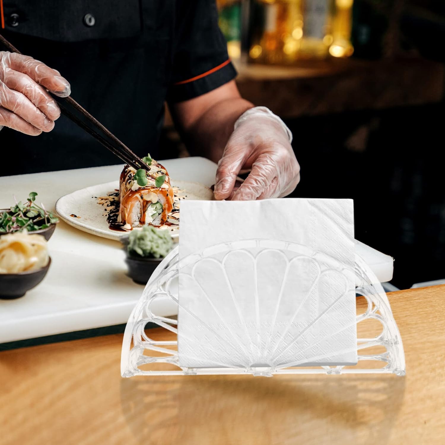 Servilletero de pie, servilletero, 6 servilleteros de alta calidad, servilleteros de papel transparente para mesas de cena, cocina, baño,