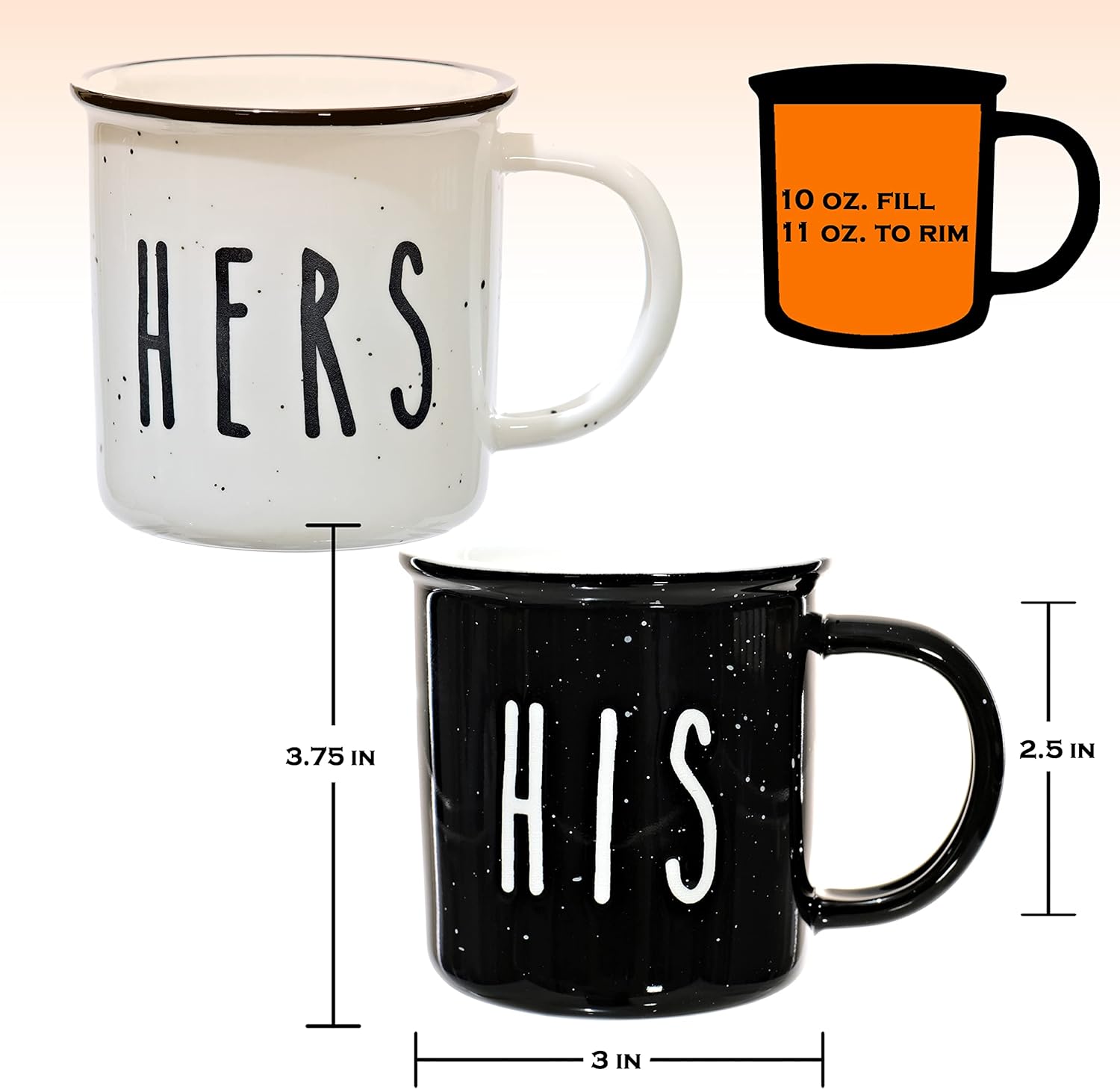 MAINEVENT Juego de 2 tazas de café de 11 onzas, lindas tazas de café a juego para parejas, regalos para él y ella, Navidad, juego de tazas de café