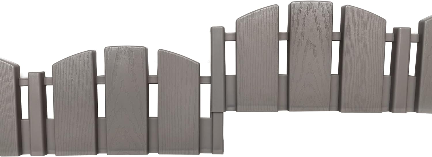 EasyFlex No-Dig Borde de paisaje con picos de anclaje, 4.5 pulgadas de alto, borde decorativo de jardín Adirondack con aspecto de madera, kit de 15