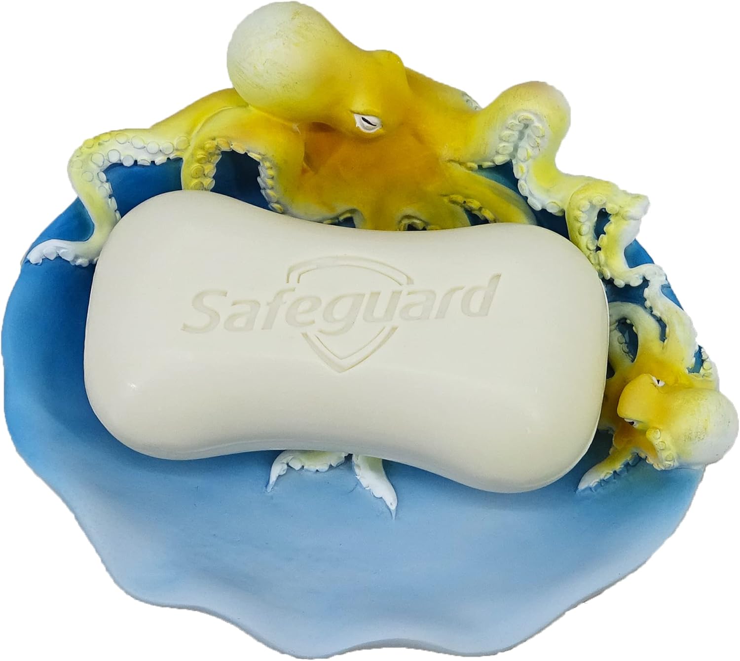 Shanco – Jabonera de resina para madre y bebé, accesorio de baño, diseño de pulpo oceánico, decoración de baño familiar, decoración costera (azul
