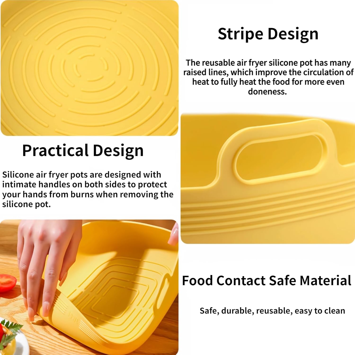 GHappiness 2 Pcs Air Fryer Silicone Liners Food Safe Non-Stick Air fryers Basket Oven Accessories Fits 6QT – 8QT Air Fryer