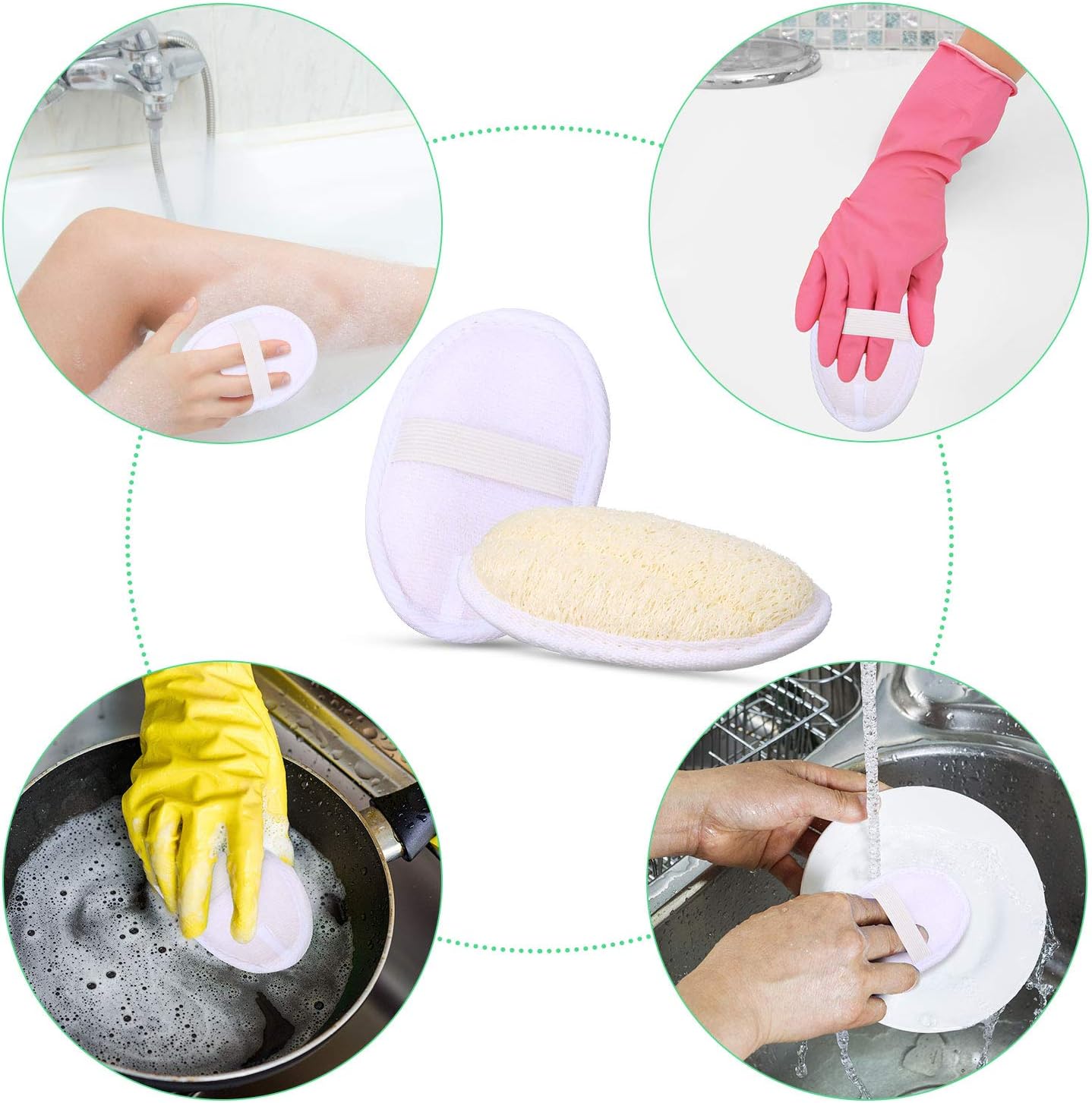 24 almohadillas de esponja exfoliante para el cuerpo, baño, ducha, esponja natural exfoliante para hombres y mujeres, baño y spa