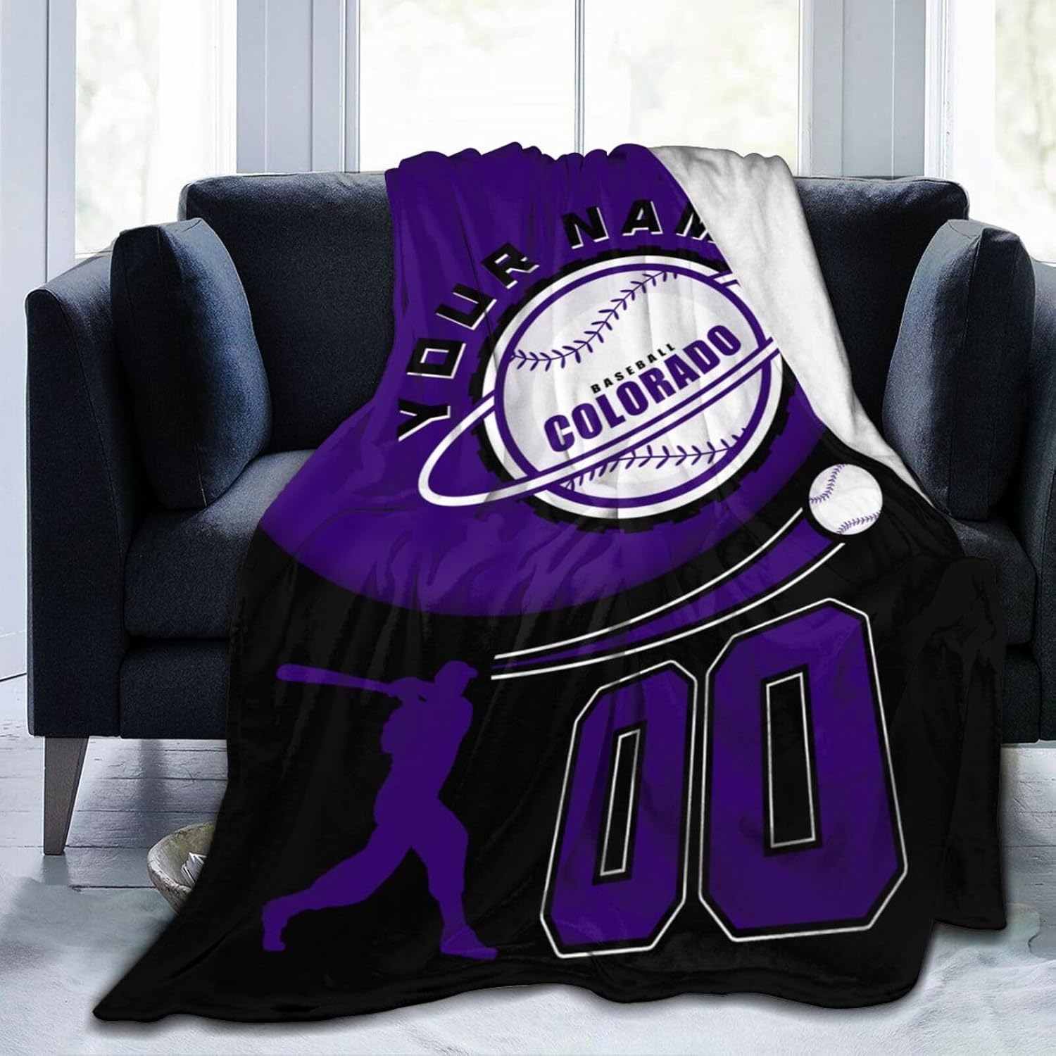 Manta personalizada Colorado con nombre numérico para hombres, mujeres, niños, regalos para fanáticos, 30 x 40 pulgadas, 40 x 50 pulgadas, 50 x 60