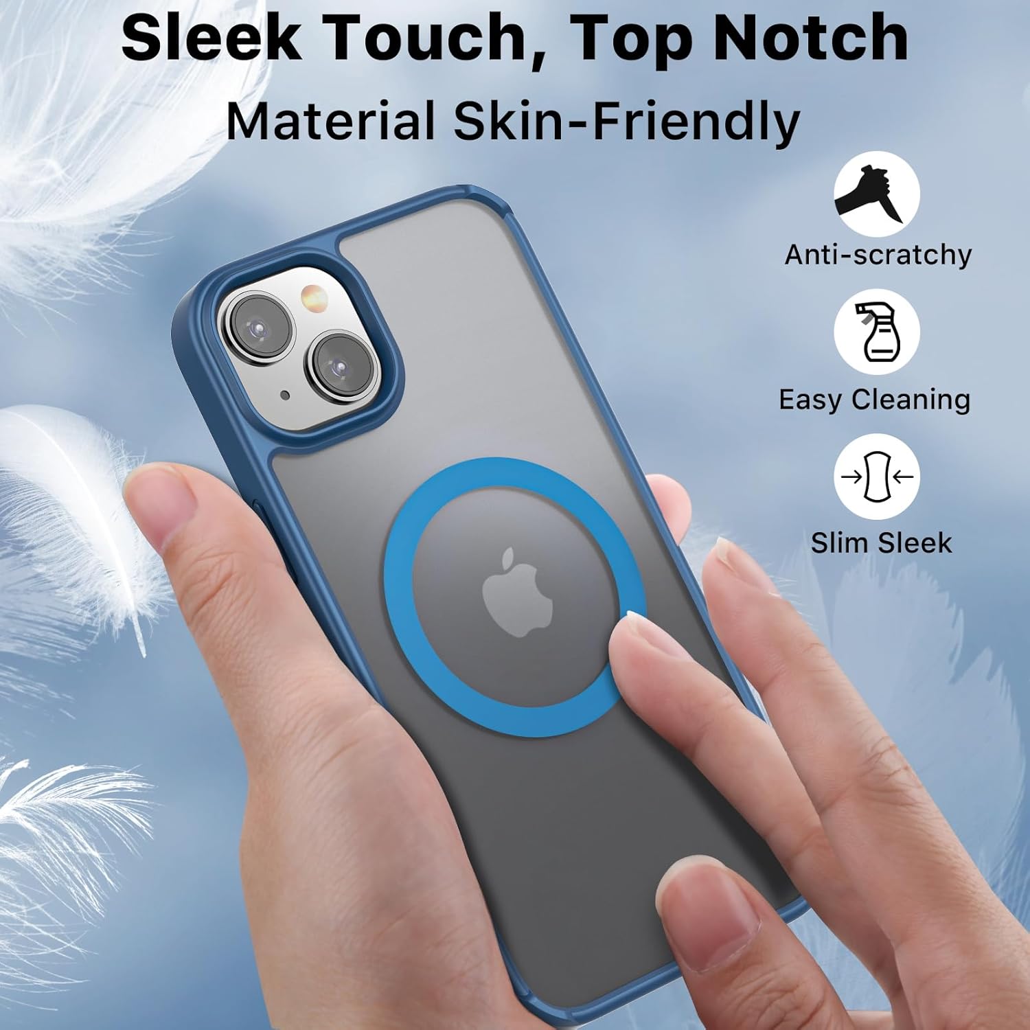 MYBAT PRO Lunar Lite Series – Funda para iPhone 15 compatible con MagSafe translúcido mate, parte trasera dura, delgada, antihuellas, antiarañazos,