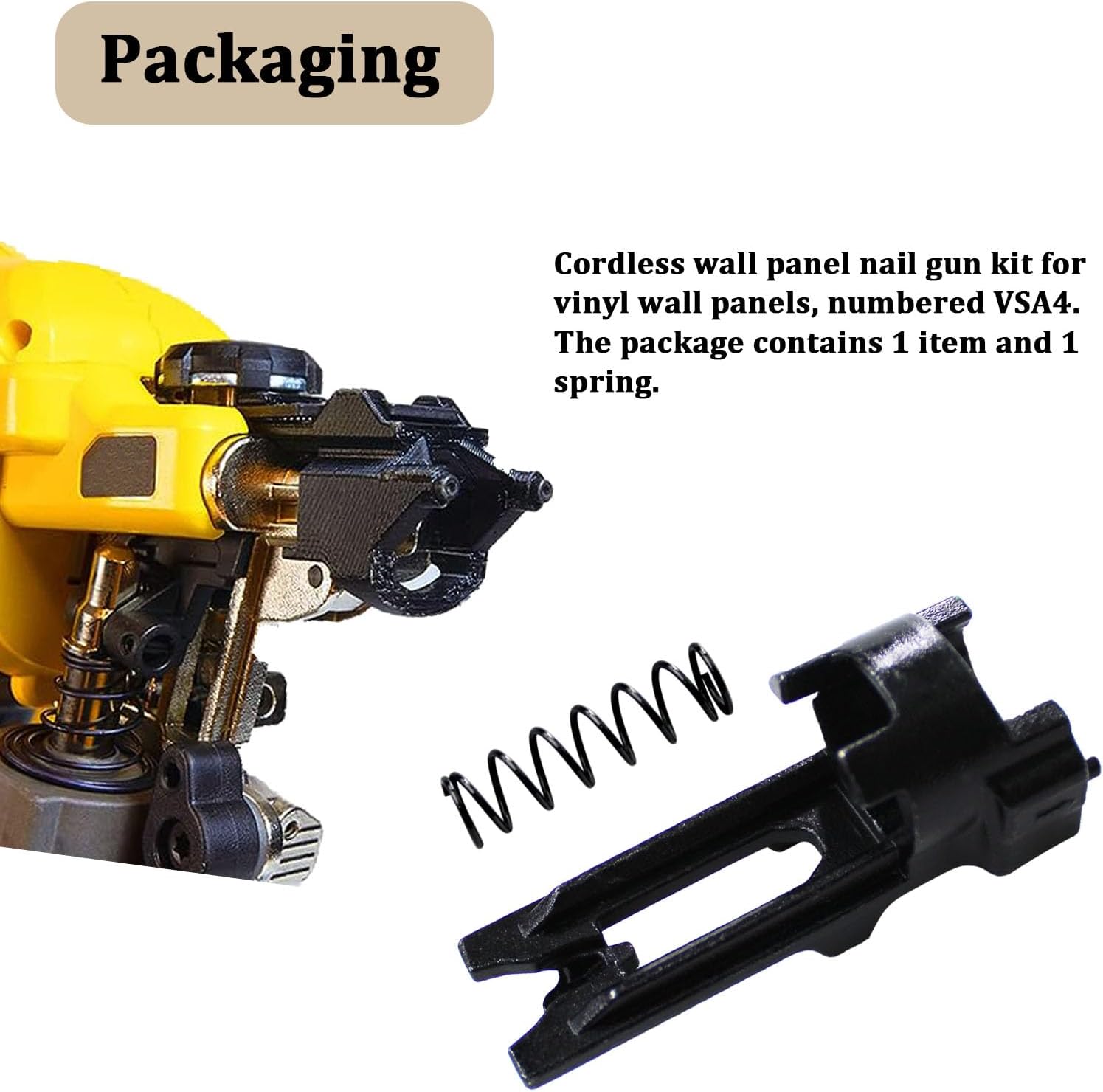 45RN-VSA Punta de adaptador de revestimiento de vinilo para clavadora DeWalt DW45RN DW45RN-CA, kit de clavadora de revestimiento con resorte.