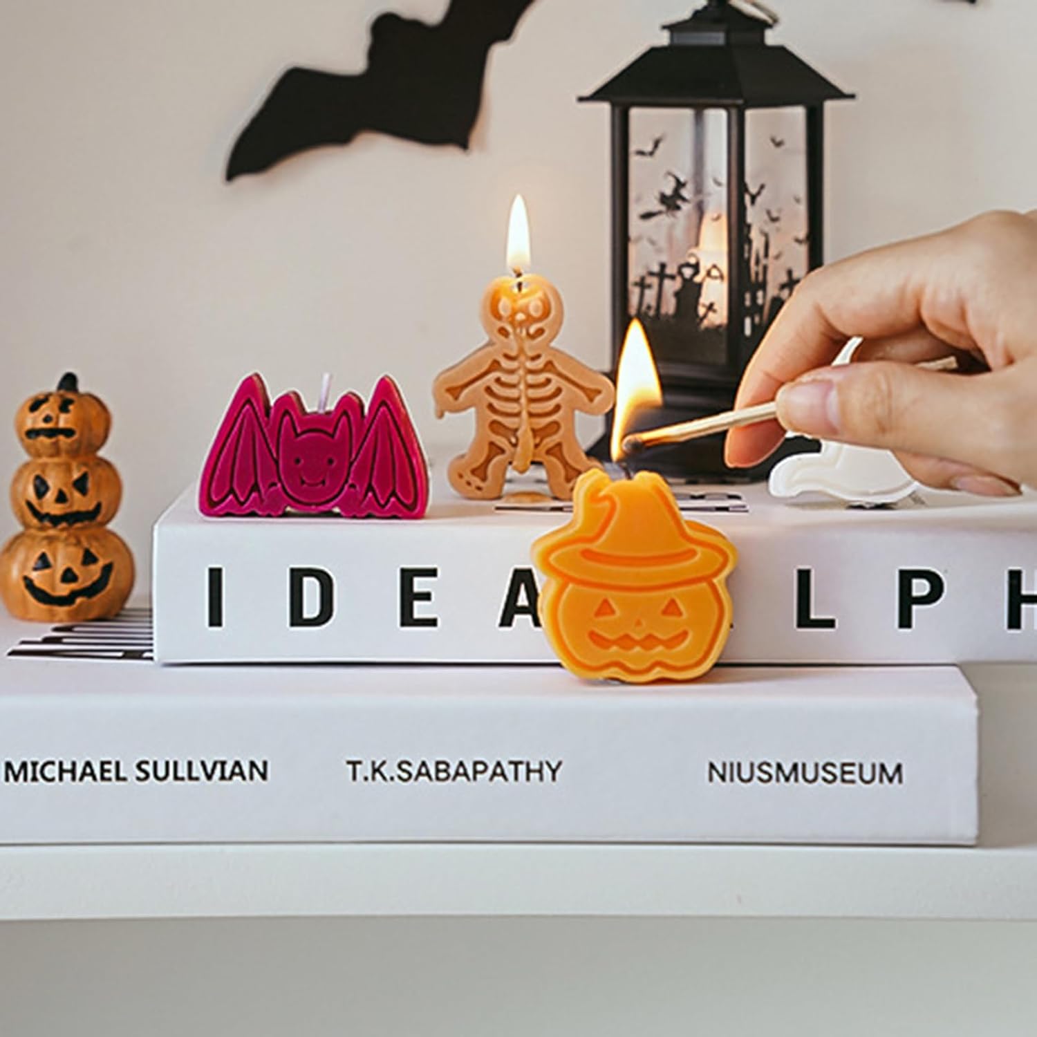 Vela perfumada de calabaza de esqueleto de Halloween creativa, fragancias divertidas y festivas, regalo de alta artesanía, caja de regalo perfumada
