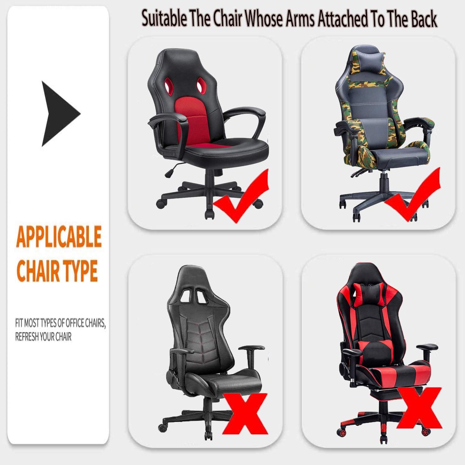 Sin silla. Solo fundas para sillas de juegos, fundas elásticas de poliéster para silla reclinable de juegos de carreras (café)