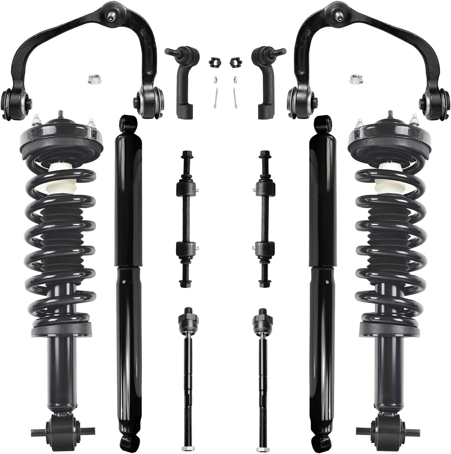 Detroit Axle – Kit de suspensión de 12 piezas para Ford F-150 2015 2016 2017, 2 puntales listos, 2 amortiguadores traseros, 2 brazos de control