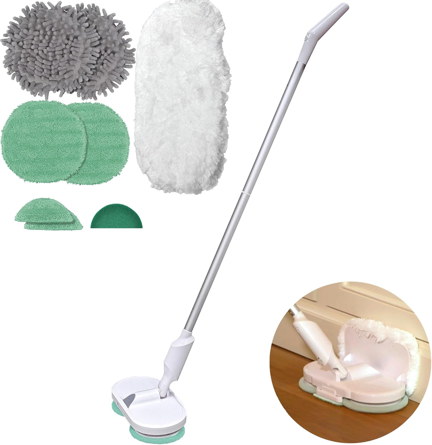 Teko Hover Scrubber Omni – Trapeador eléctrico inalámbrico, cabezal motorizado de doble giro y accesorio de limpieza de zócalo, trapeadores ligeros