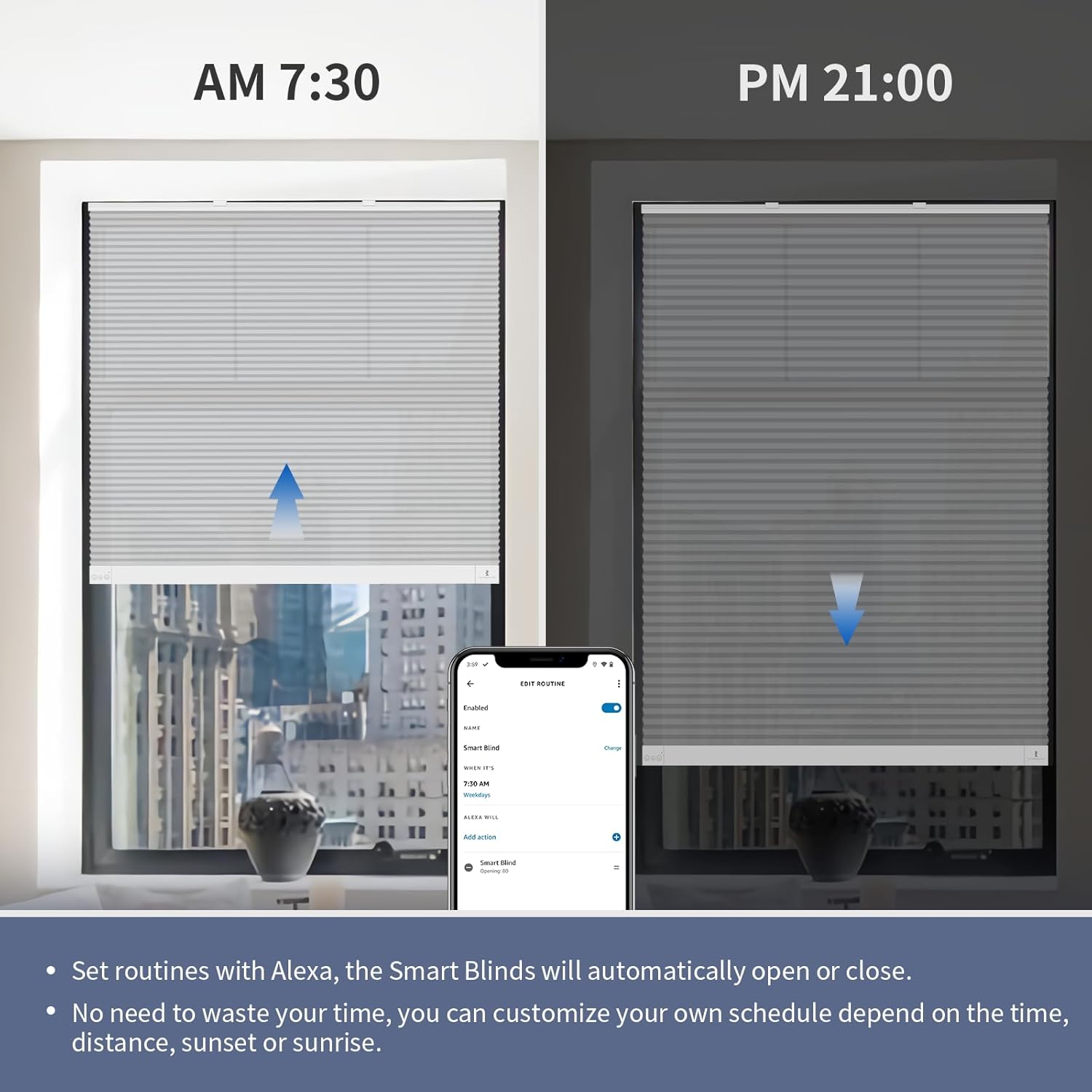 THIRDREALITY ZigBee Smart Blind Lite – Persianas motorizadas semitransparentes, control inteligente, persianas inalámbricas de panal con pilas AA,