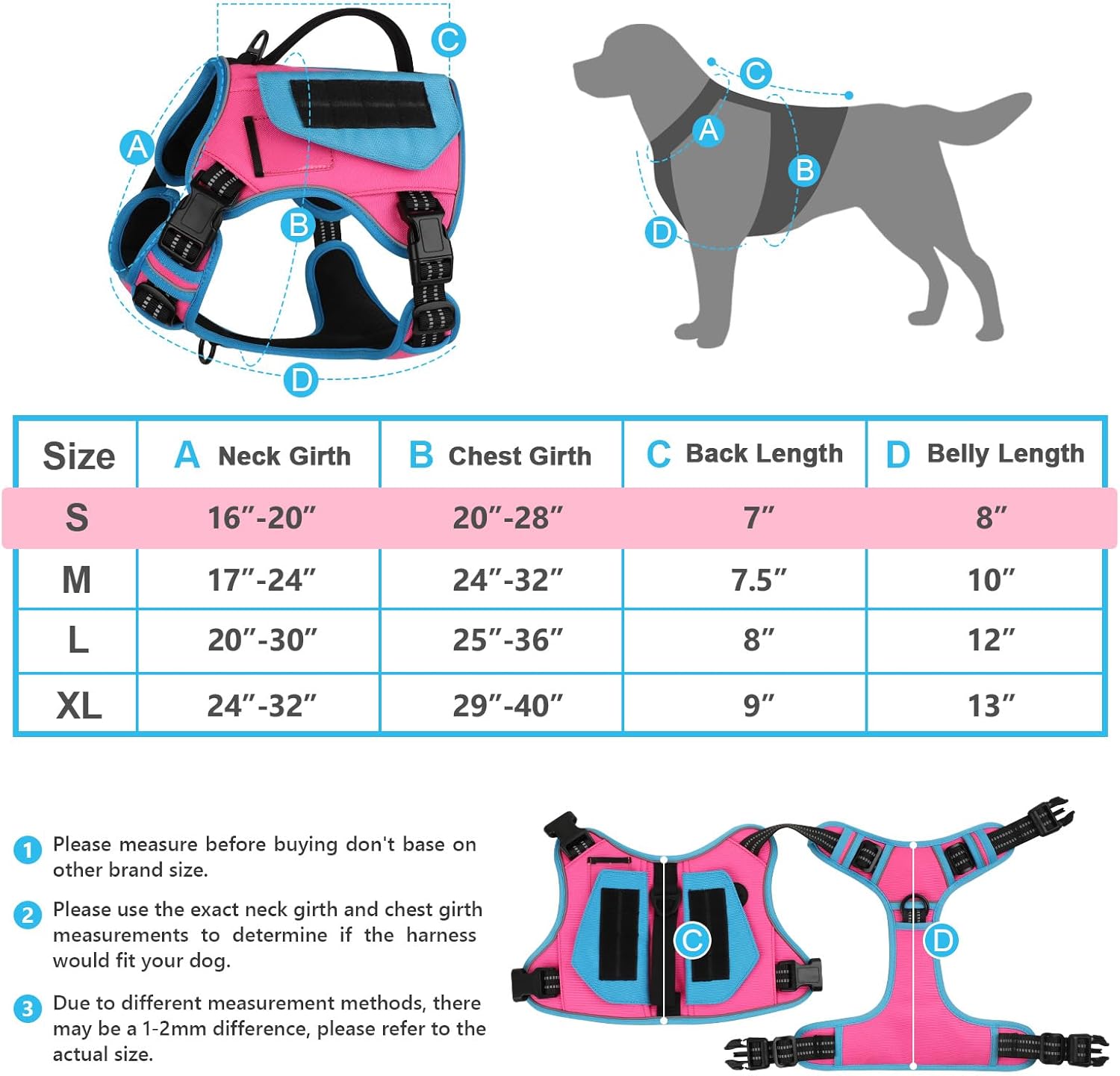 WINGOIN Arnés táctico para perros pequeños, arnés antitirones con bolsa de excrementos, chaleco reflectante para perro, arnés resistente para perros