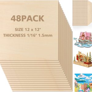 Adrattnay Hojas de tilo de 116 x 12 x 12 pulgadas – Hojas de madera contrachapada de tilo de 116 x 12 pulgadas, 48 piezas de tablero cuadrado de Adrattnay Hojas de tilo de 116 x 12 x 12 pulgadas – Hojas de madera contrachapada de tilo de 116 x 12 pulgadas, 48 piezas de tablero cuadrado de