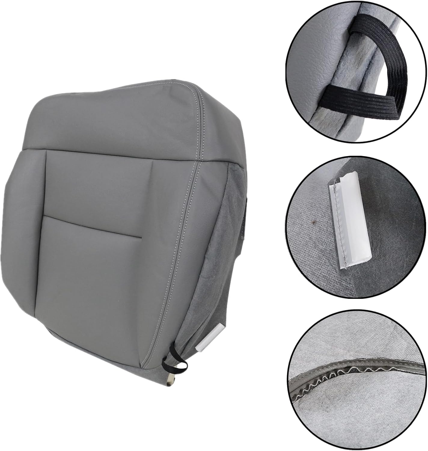 Funda de asiento de repuesto para parte inferior del conductor, piel de microfibra gris, compatible con Ford F150 Lariat 2004 2005 2006 2007 2008
