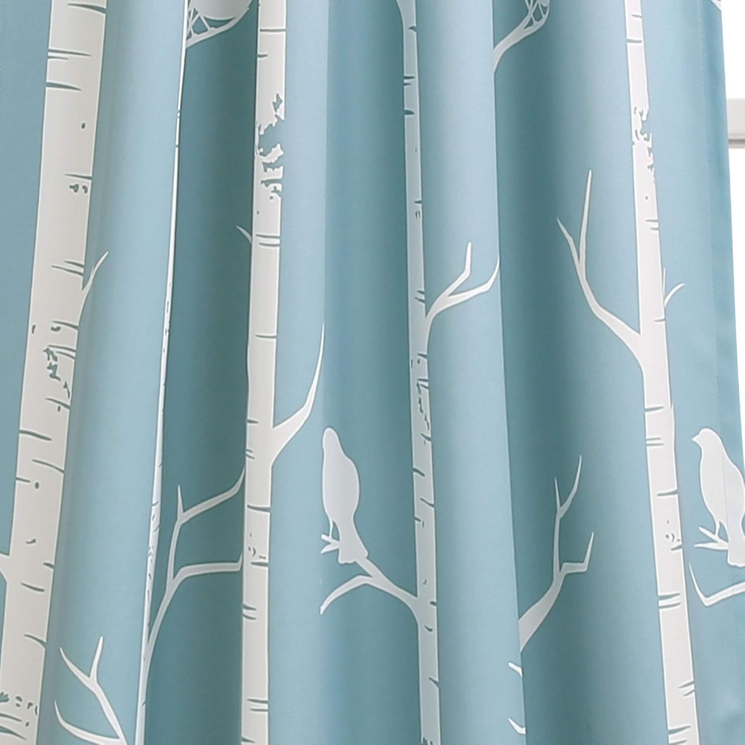 Lush Decor, Blue Bird On The Tree – Juego de cortinas filtrantes de luz para sala, comedor, dormitorio (par) 84 pulgadas de largo x 52 pulgadas de
