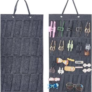 BENECREAT Soporte de pinzas para el cabello colgantes de color gris oscuro, soporte organizador de clip de fieltro, pantalla de clip de garra grande BENECREAT Soporte de pinzas para el cabello colgantes de color gris oscuro, soporte organizador de clip de fieltro, pantalla de clip de garra grande