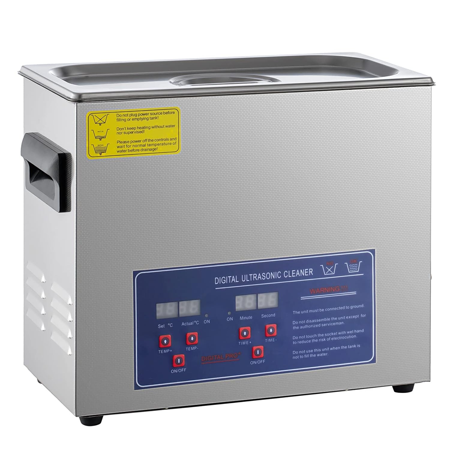 Limpiador ultrasónico profesional de 6.5 L, limpiador ultrasónico con calefacción de acero inoxidable, limpiador ultrasónico de joyería de 180 W,
