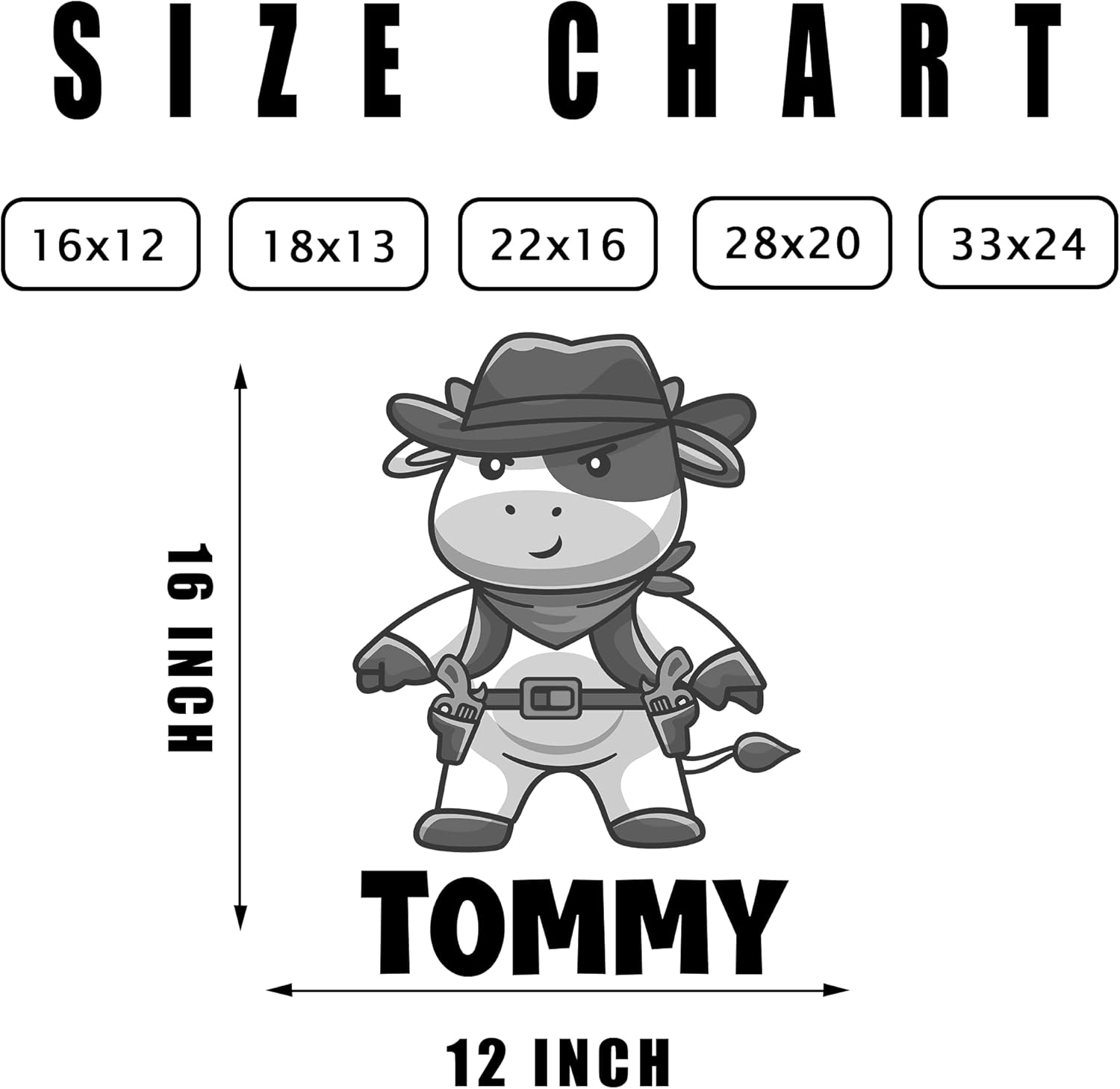 Calcomanías de pared de vaca personalizadas para decorar el dormitorio de los bebés, niños y niñas, calcomanías de pared de vaca con nombre