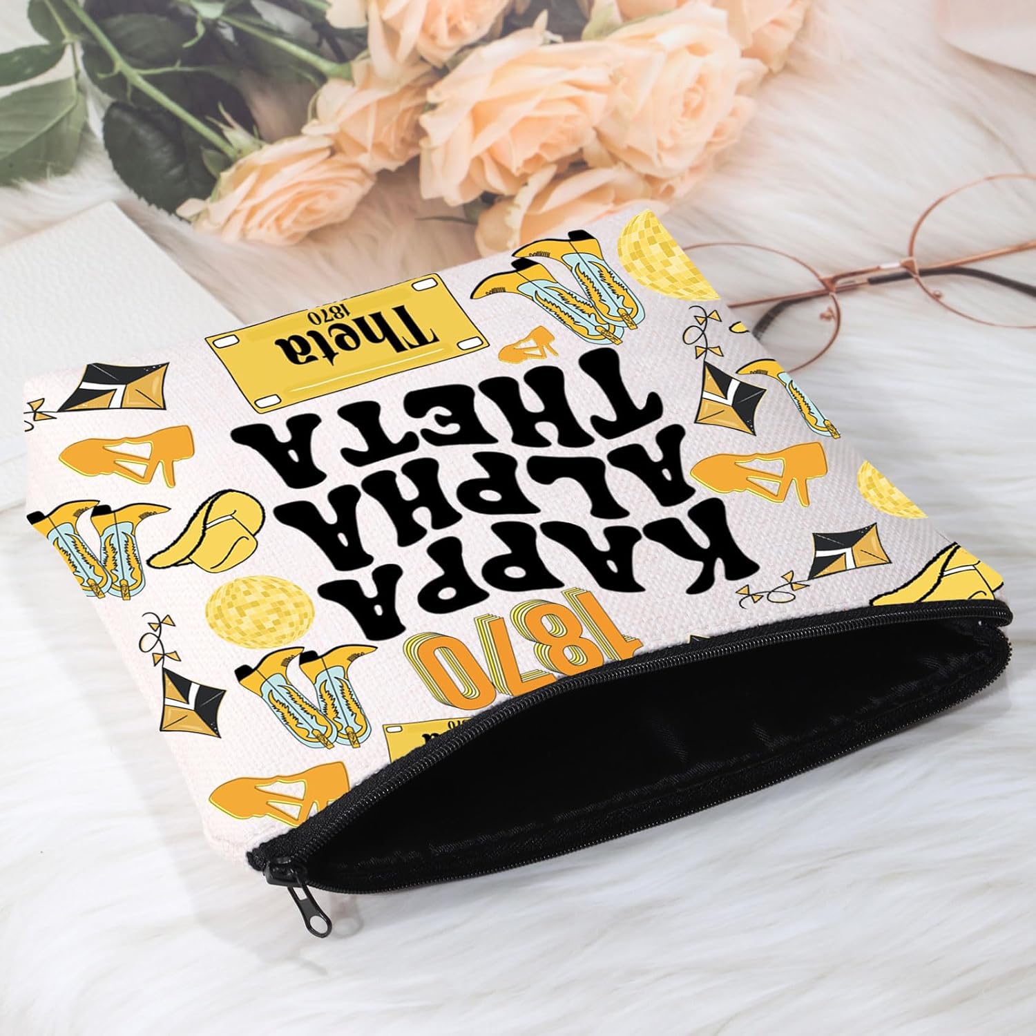 POFULL Theta Letras Griegas Regalo Hermandad Bolsa Cosmética Theta Regalo Parafernalia Griega