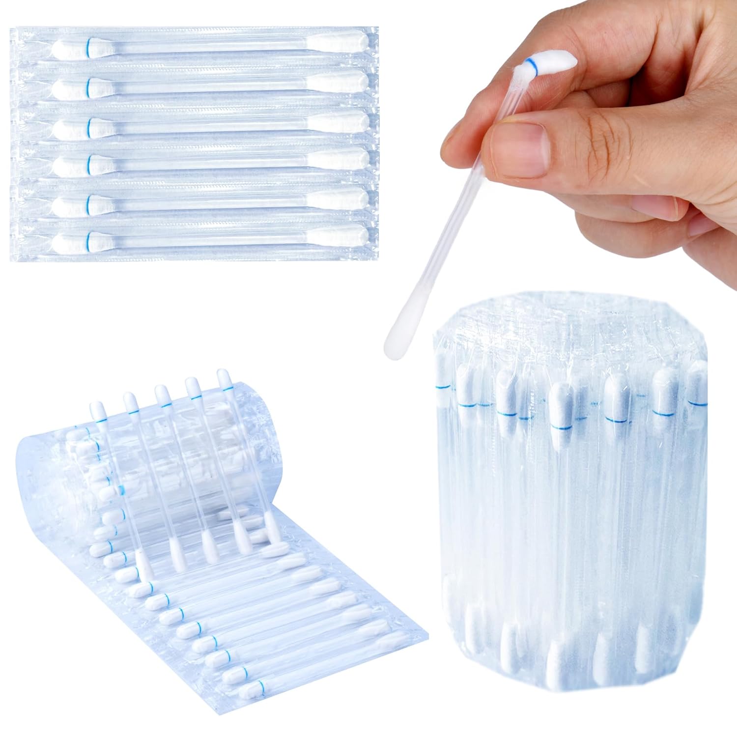 50 hisopos desechables para el cuidado posterior, solución salina individual para piercings ayuda a los ojos, oídos, nariz, ombligo y cuidado