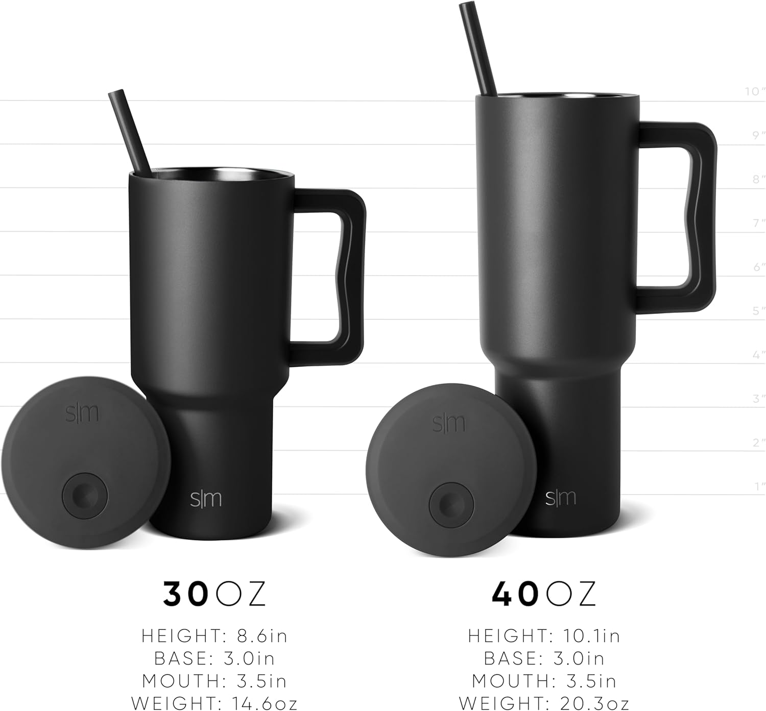 Simple Modern Vaso de 40 onzas con asa y tapa con pajilla, botella de agua reutilizable aislada de acero inoxidable, taza de viaje, uso en
