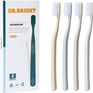 DR.BRIGHT Cepillo de dientes ecológico natural, cepillo de dientes biodegradable, cepillos de dientes reciclables, verde y compostable, embalaje DR.BRIGHT Cepillo de dientes ecológico natural, cepillo de dientes biodegradable, cepillos de dientes reciclables, verde y compostable, embalaje