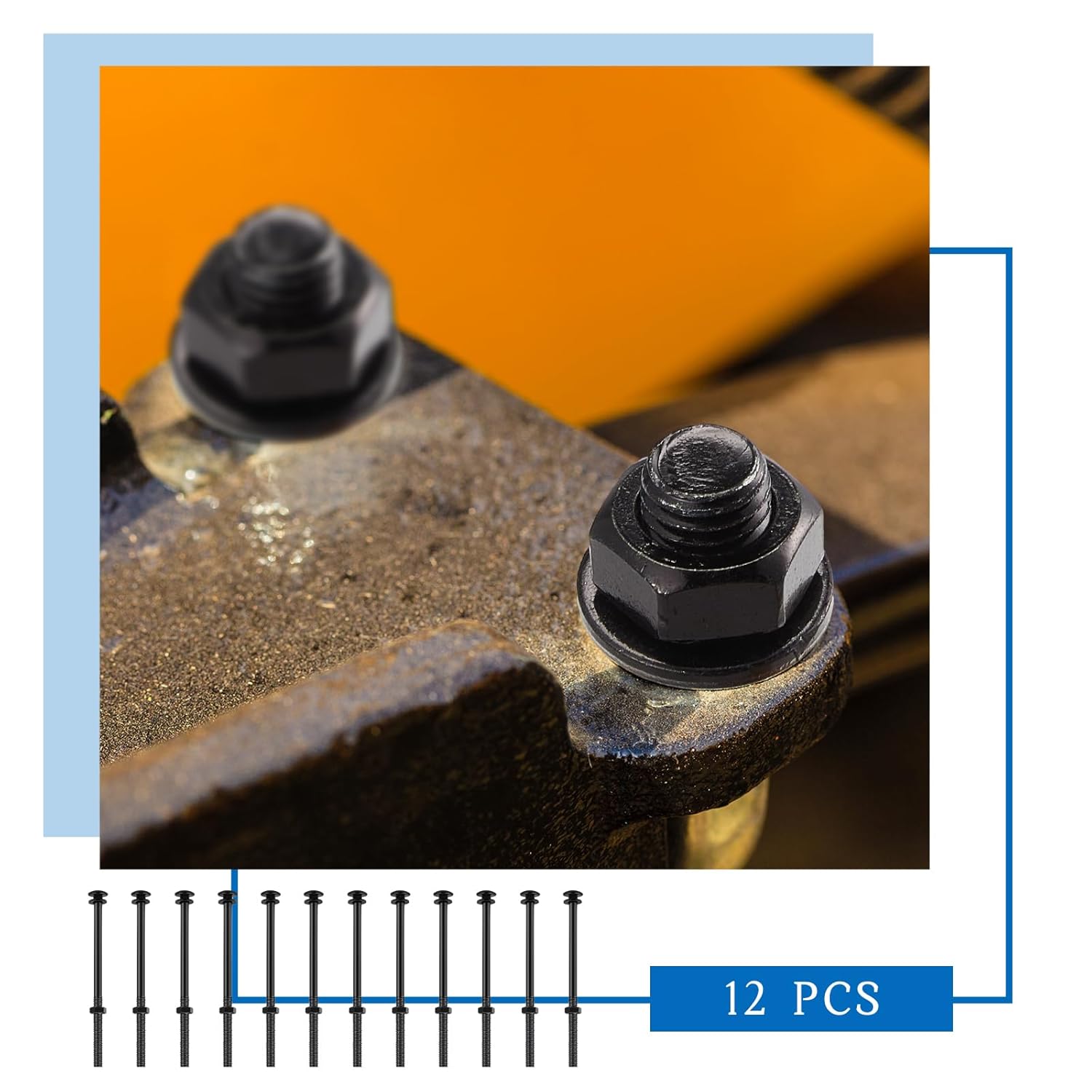 Zonon Juego de 12 pernos de carro galvanizados negros que incluye 12 pernos resistentes a la corrosión, 12 arandelas y 12 tuercas para accesorios de