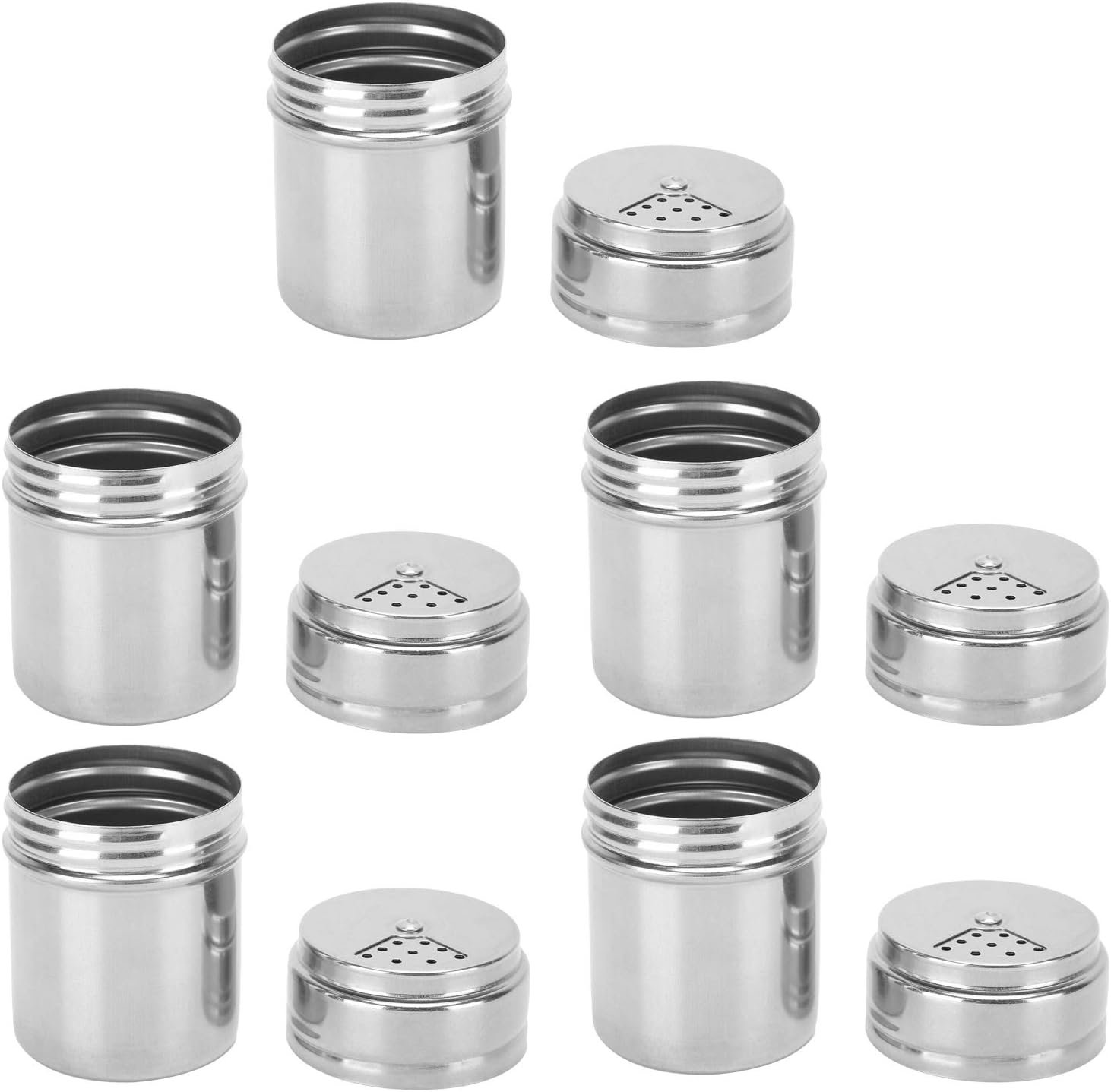 Juego de tarros de especias, 5 botellas de condimento de acero inoxidable con tapas giratorias, accesorio de cocina esencial para barbacoa y