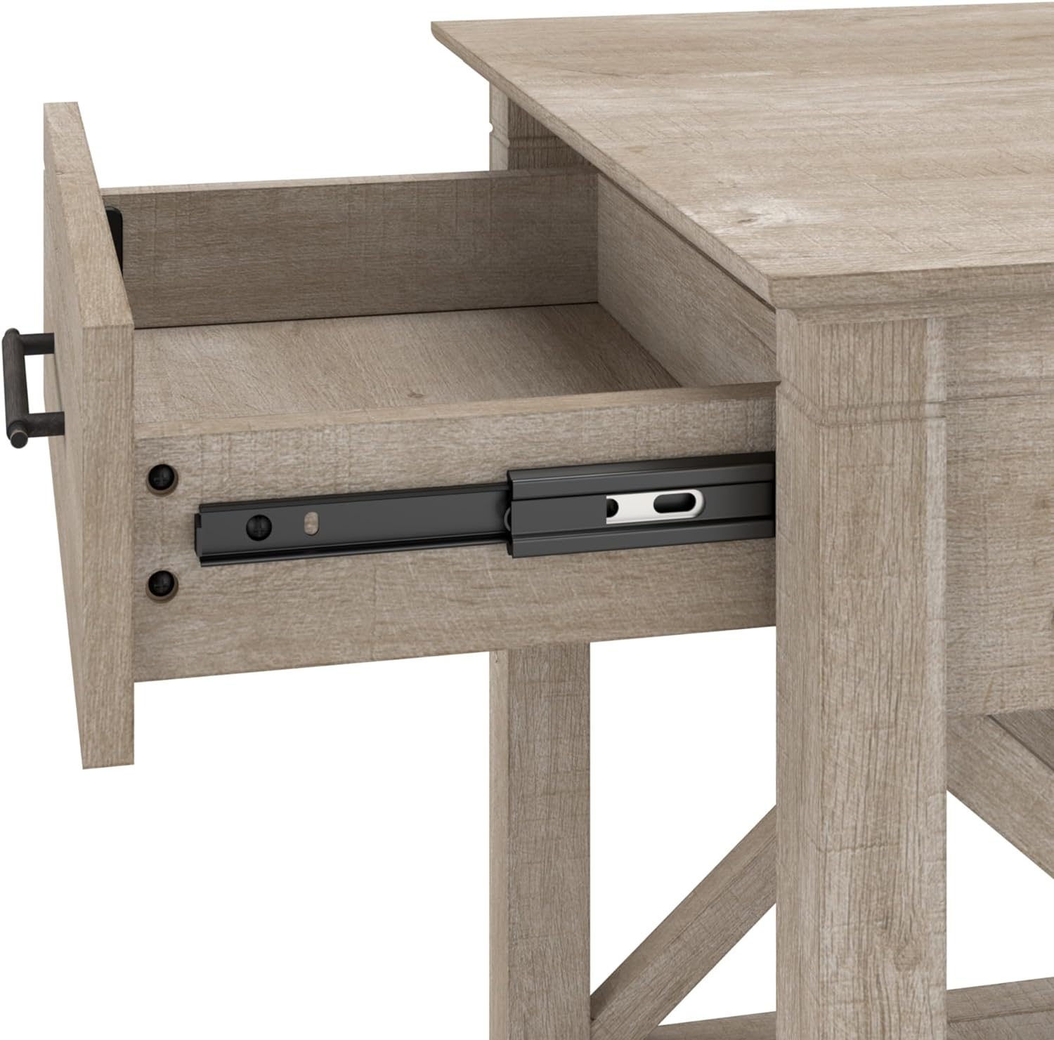 Bush Furniture Key West Console Table with Drawers and Shelves in Washed Gray