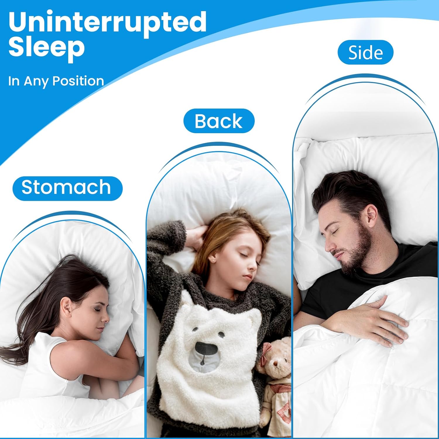 Almohadas de cama para dormir, almohadas alternativas de plumón, blancas, relleno de microfibra, juego de almohadas King de 2,20 x 36 pulgadas,