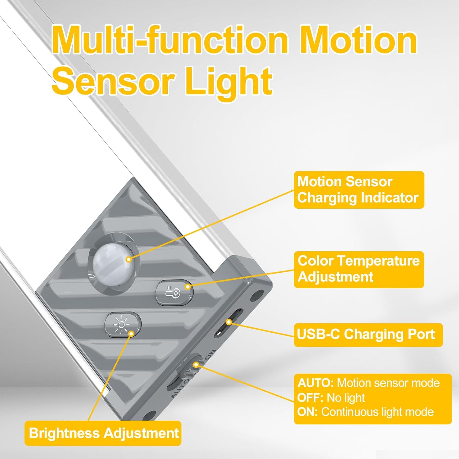 CosyPic Luces para debajo del gabinete, 40 luces LED para debajo del gabinete, 3 colores y brillo, luz inalámbrica con sensor de movimiento, luces
