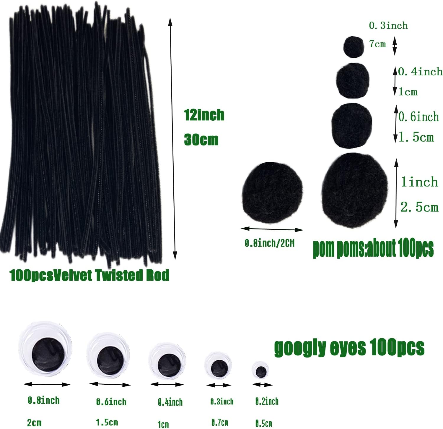 Juego de suministros para manualidades  Juego de limpiapipas y limpiapipas, pompones, palos, ojos salteados, tijeras y para proyectos de arte