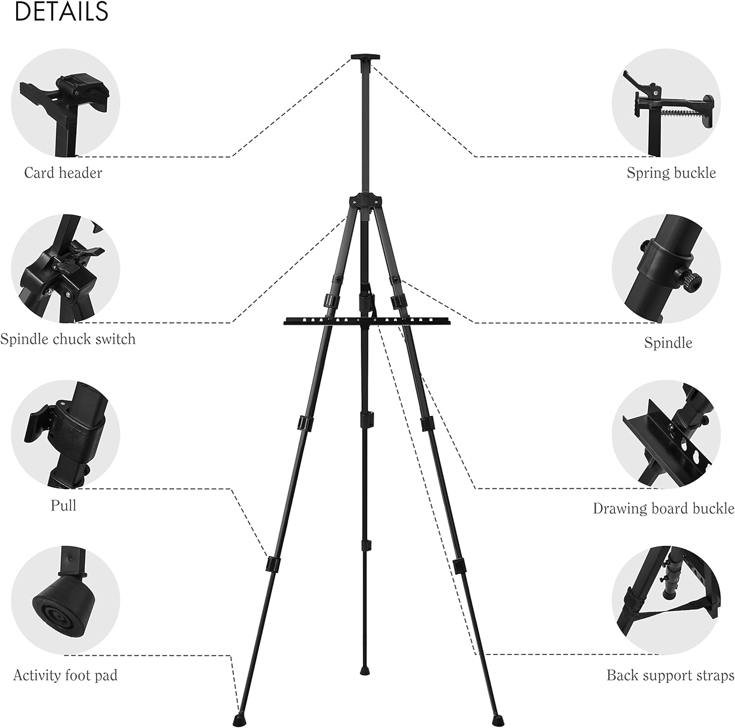 ARTIFY – Soporte de caballete de doble nivel de 66 pulgadas, altura ajustable de 22 a 66 pulgadas, trípode para pintar y exhibir con una bolsa de