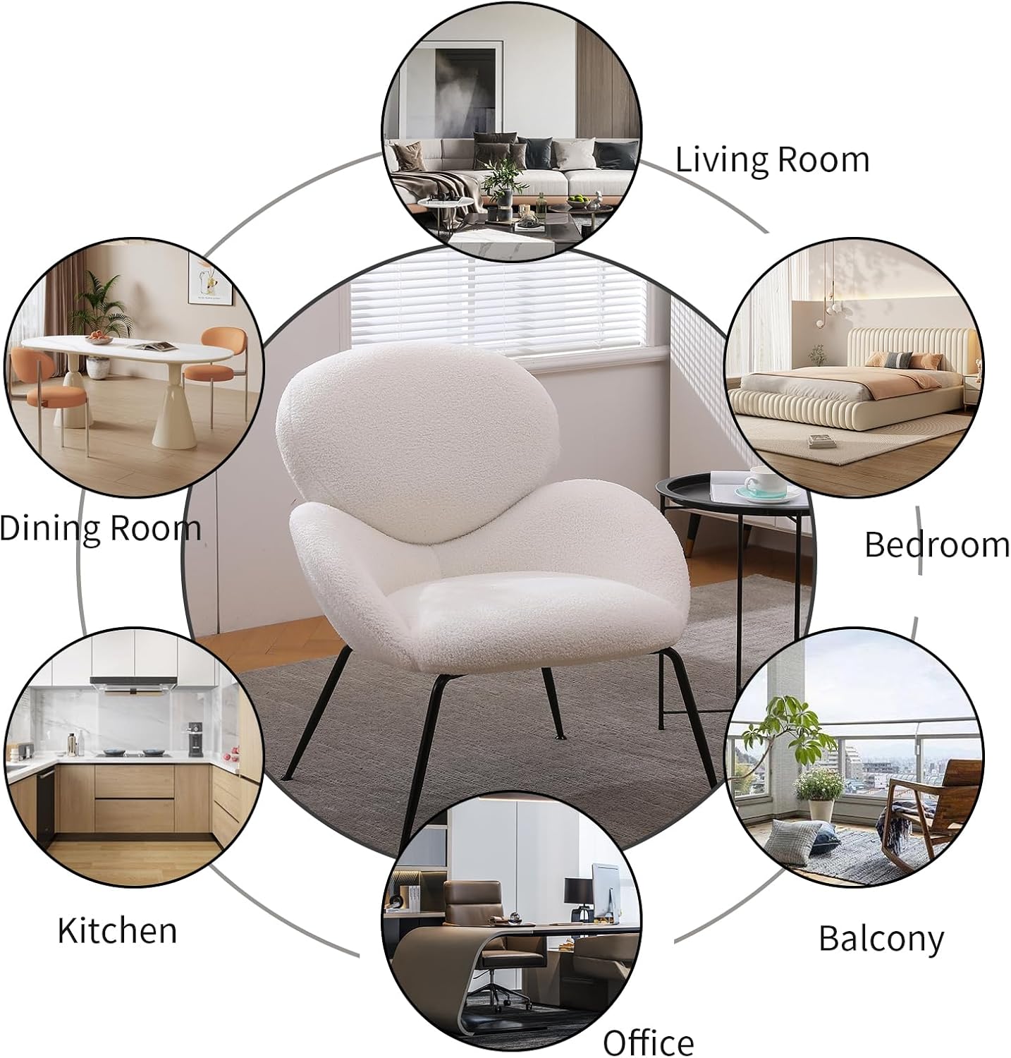 NIOIIKIT Silla decorativa moderna, silla de comedor tapizada con patas de metal negro, cómoda y bonita silla de tocador, sillón individual de ocio