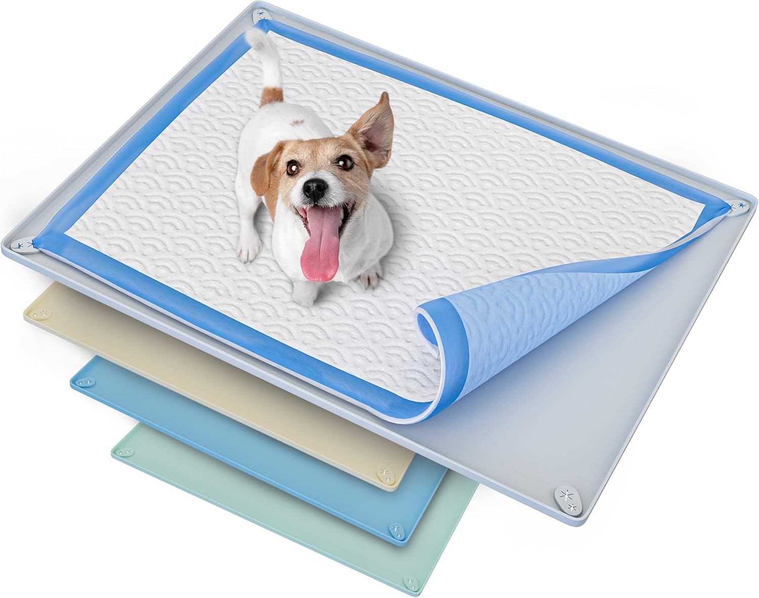 Skywin Bandeja para almohadillas para cachorros de 30 x 23 pulgadas (gris) + 30 x 36 pulgadas (gris)  Silicona, soporte para almohadilla de orina