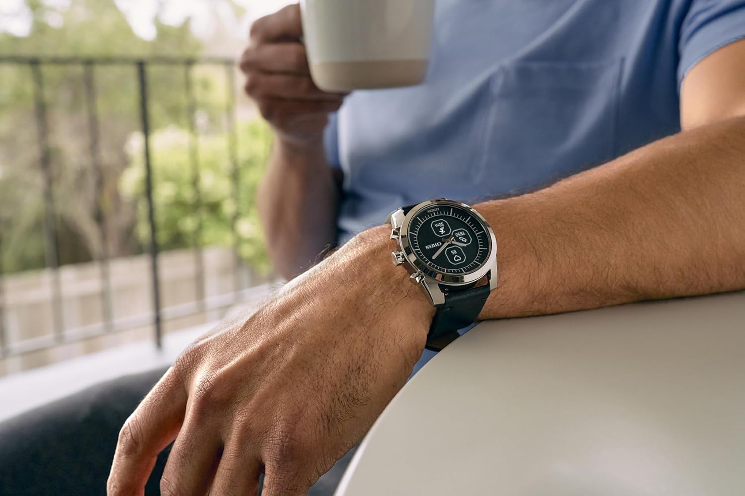 Citizen Reloj inteligente CZ con aplicación de bienestar YouQ con IBM Watson AI y investigación de la NASA, pantalla personalizable en blanco y