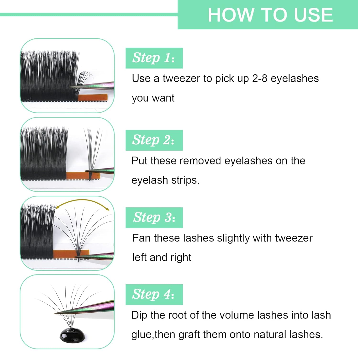 Extensiones de pestañas para dar volumen D-0.07-12, extensiones de pestañas de volumen de abanico de fácil aplicación, extensiones de pestañas de