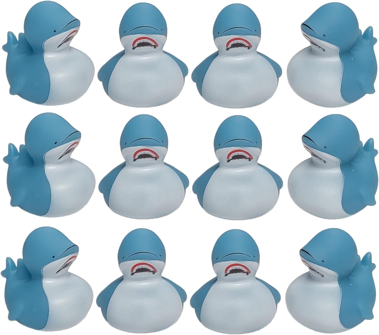 Cool Shark – Patos de goma de tamaño estándar (2 pulgadas) (paquete de 12) lindos juguetes de piscina de pato (patitos de goma de tiburón)