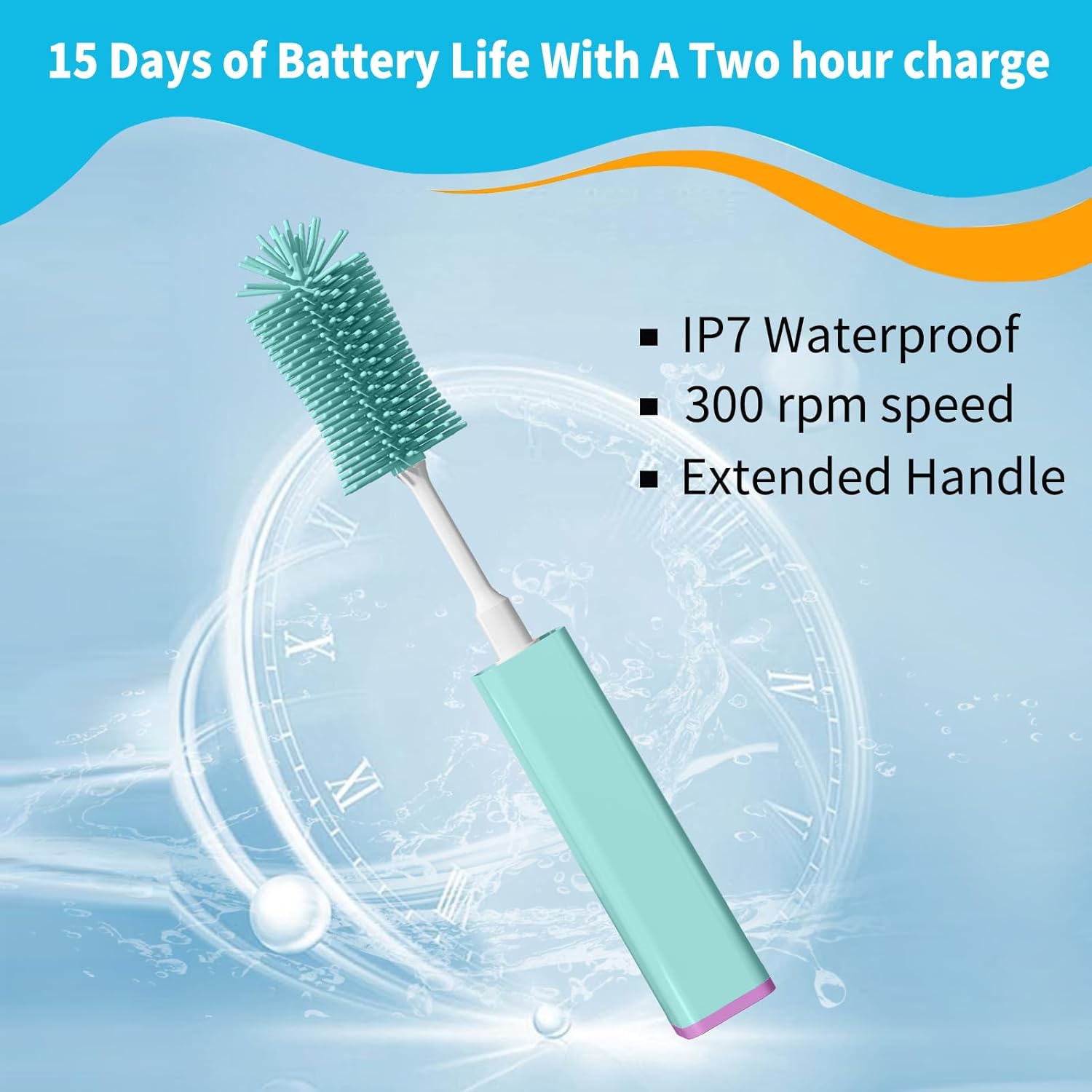 MOMJOY – Juego de limpiador eléctrico para biberones  IPX7 resistente al agua y cepillo para pajilla, cepillo de silicona para botellas adecuado