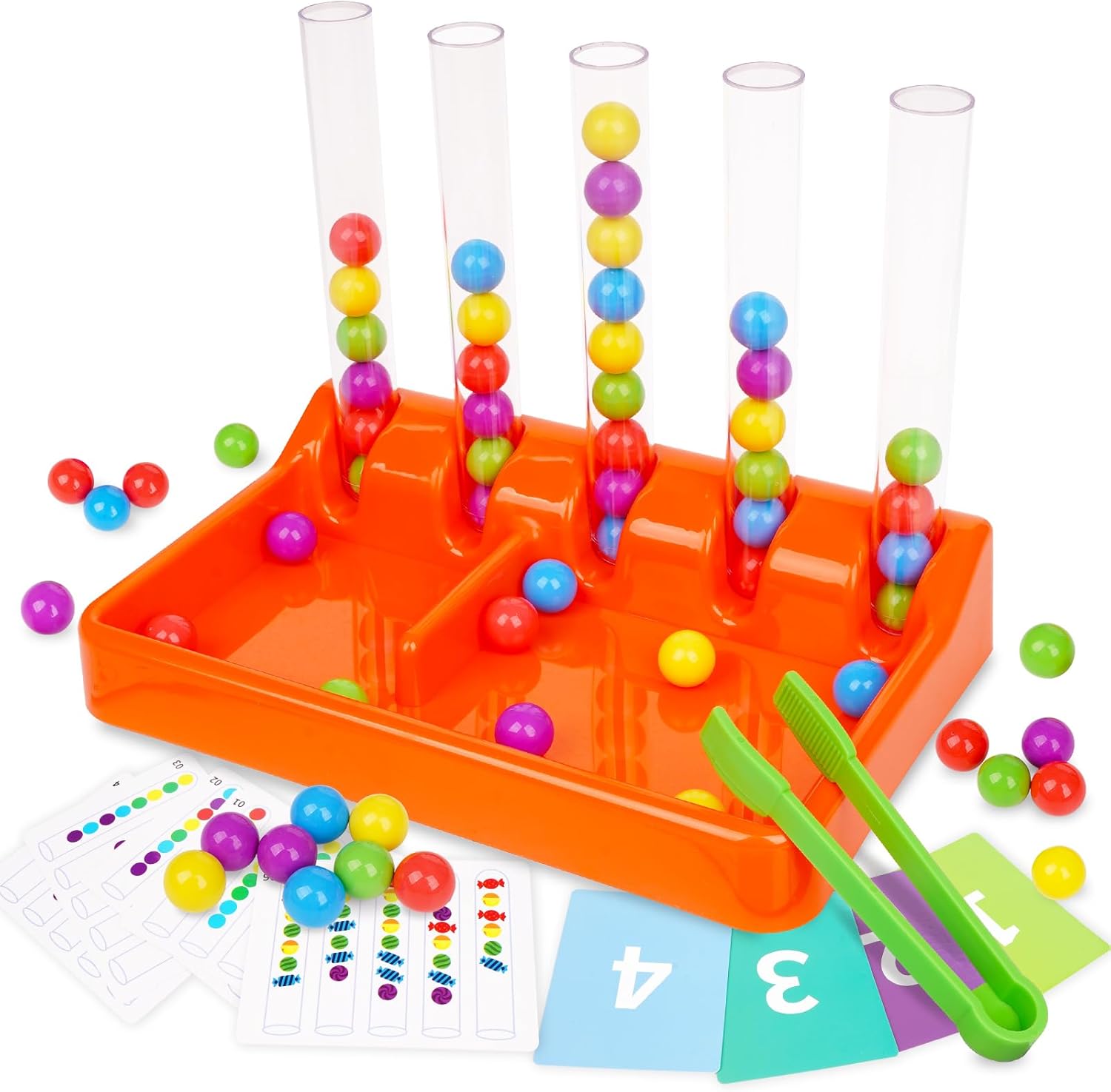 Juego de juguetes de clasificación de colores, juego de cuentas de arcoíris, juguetes Montessori para preescolar conteo de matemáticas, juegos de