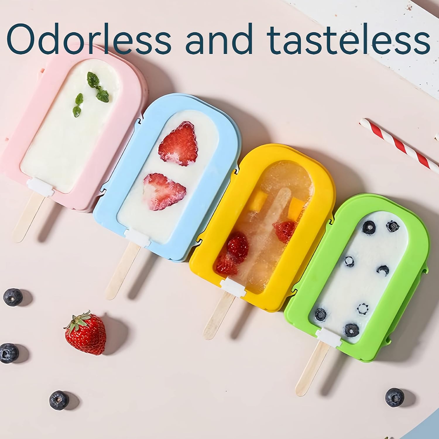 Juego de 2 moldes para paletas bonitas, 2 piezas, moldes para hacer helados, moldes para helados, accesorios de cocina, fácil liberación, leche