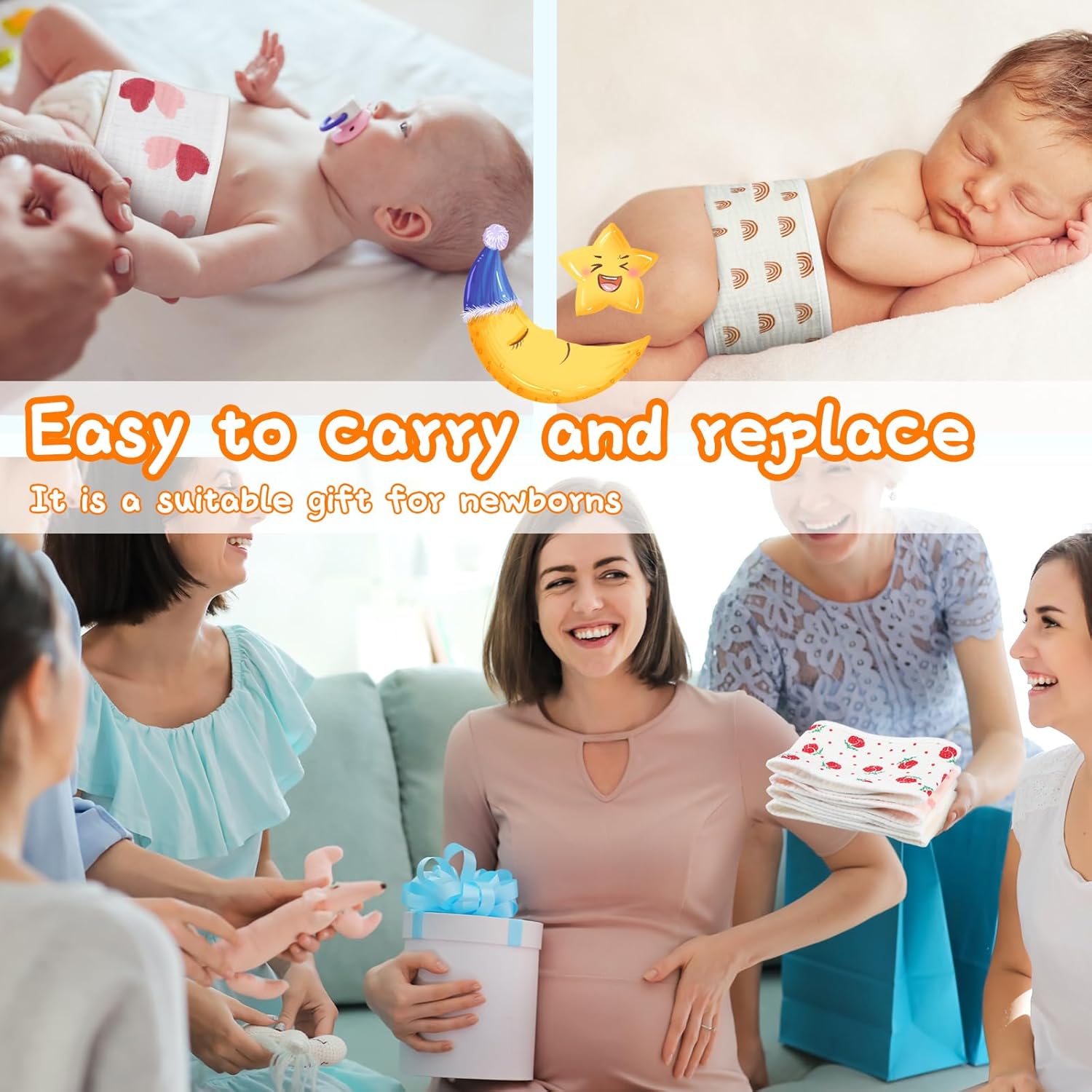 8 unidades de cordón umbilical para bebé, cómodo, ajustable, de algodón, para protección, regalos para bebés de 0 a 12 meses (cota)