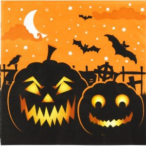 100 servilletas de Halloween de papel, calabazas de papel, cócteles, bebidas, almuerzo, servilletas de cena, suministros de fiesta, decoraciones de 100 servilletas de Halloween de papel, calabazas de papel, cócteles, bebidas, almuerzo, servilletas de cena, suministros de fiesta, decoraciones de