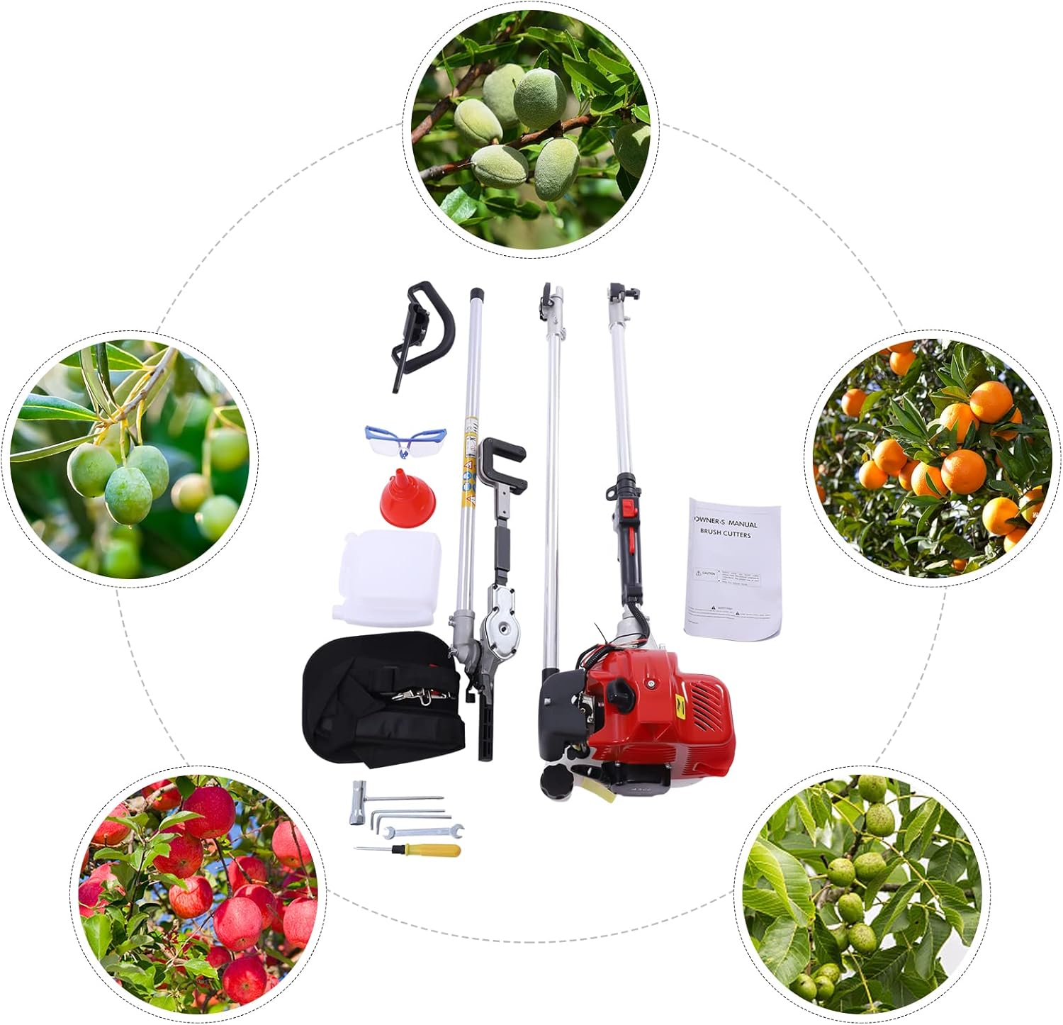 Recogedor de frutas vibratorio, alimentado por gasolina, motor de dos tiempos de 43 cc para aceitunas, nueces, granos de café