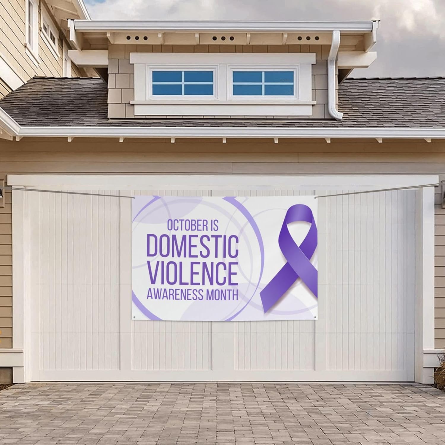 Mes de concientización sobre la violencia doméstica, pancarta de fondo de cinta morada, decoración de vacaciones, fondo de cabina de fotos,