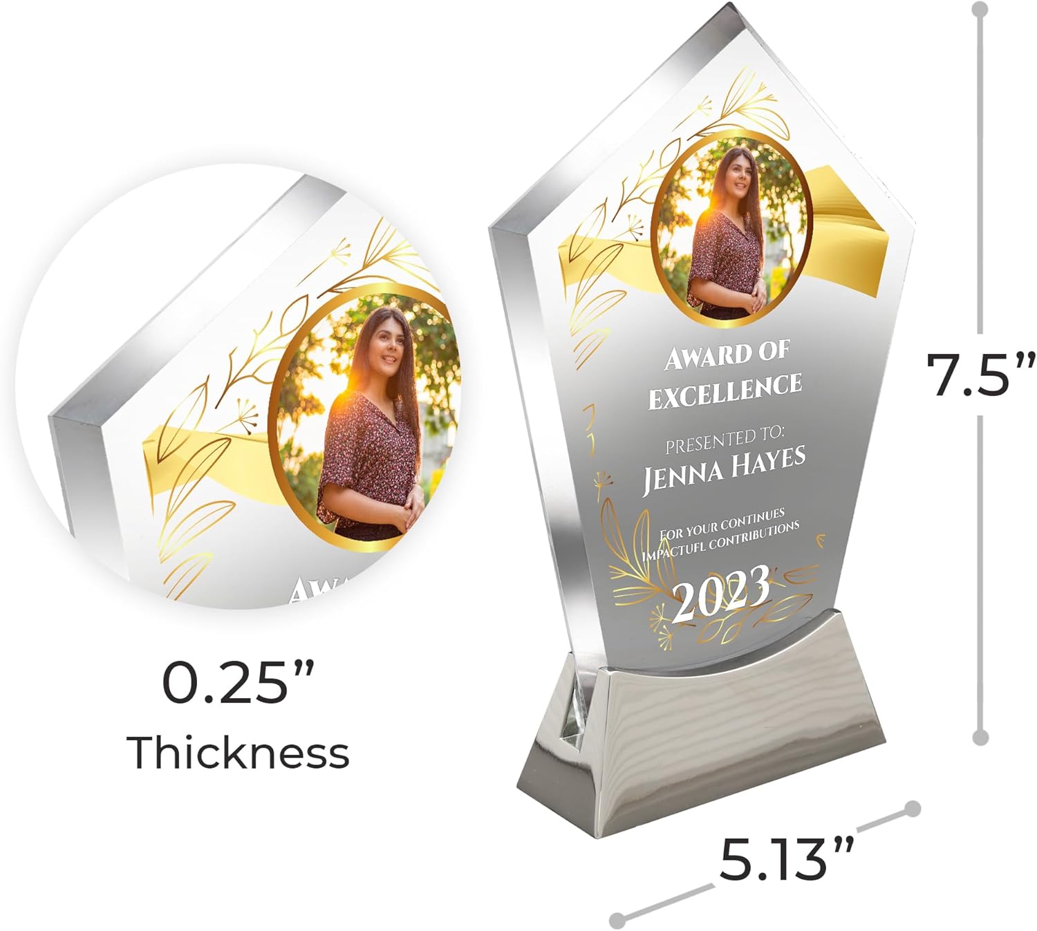 Placa de vidrio personalizada de 7 12 pulgadas para premios y trofeos, premio personalizado para empleado del mes, regalo de jubilación, liderazgo y