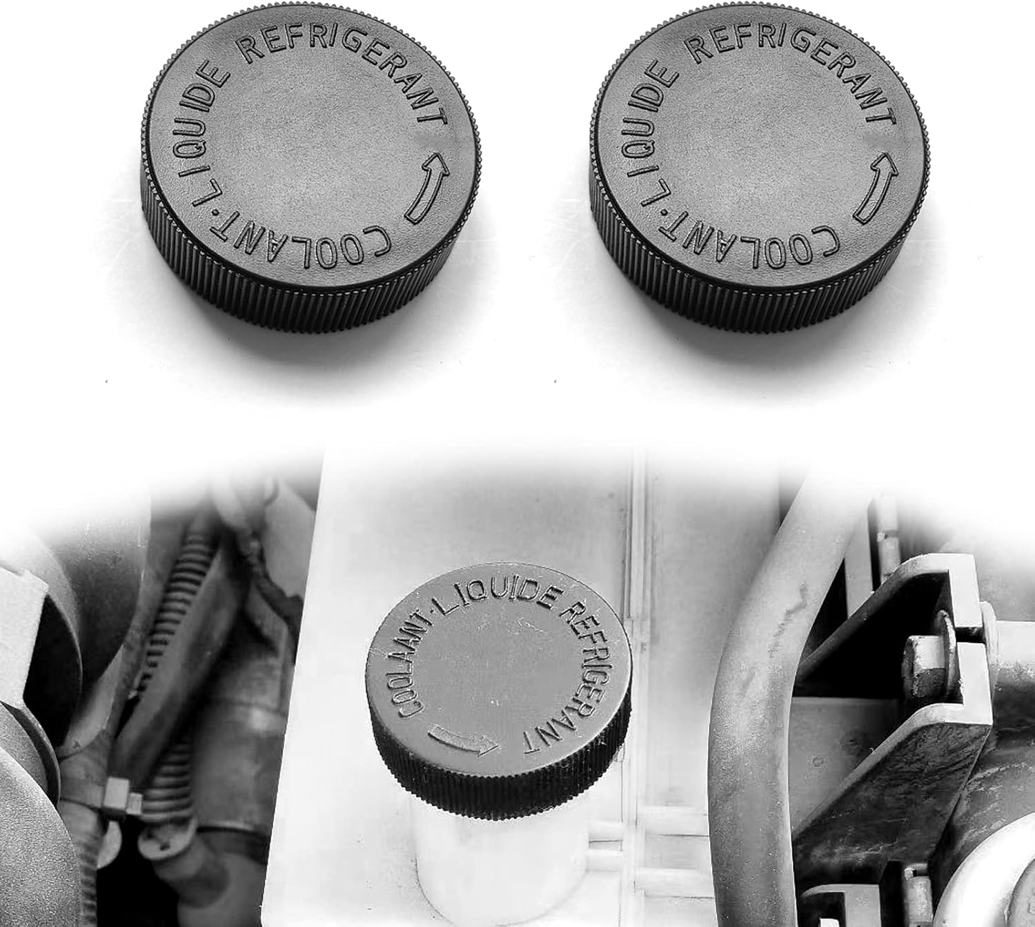 2 tapas de depósito de refrigerante, cubierta de tapa de tanque de desbordamiento del radiador, compatible con Infiniti Nissan Renault Motor