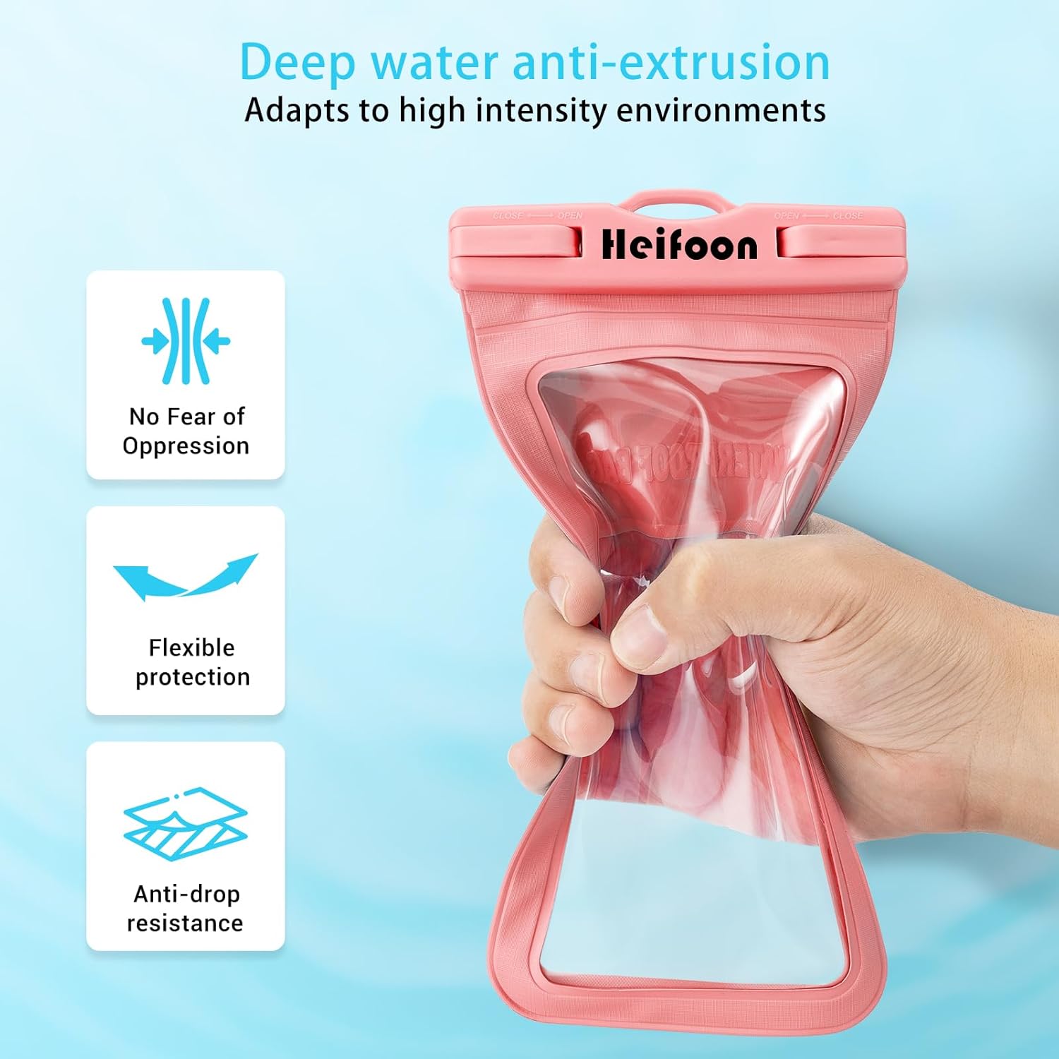 Heifoon Funda impermeable universal para teléfono celular con cordón para iPhone 15 14 13 12 Pro Max Xs Max XR X 8 7 6S Plus SE, Galaxy S22 S21 S20